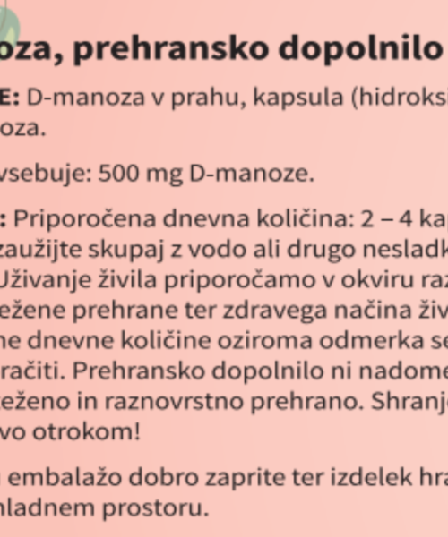 Naravna D-manoza (vnetje mehurja in sečil) - 90 kapsul