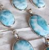 Larimar srebrni obesek ovalni (atlantidski kamen)