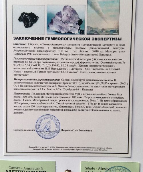 Meteorit Sihote Alin 10,26g